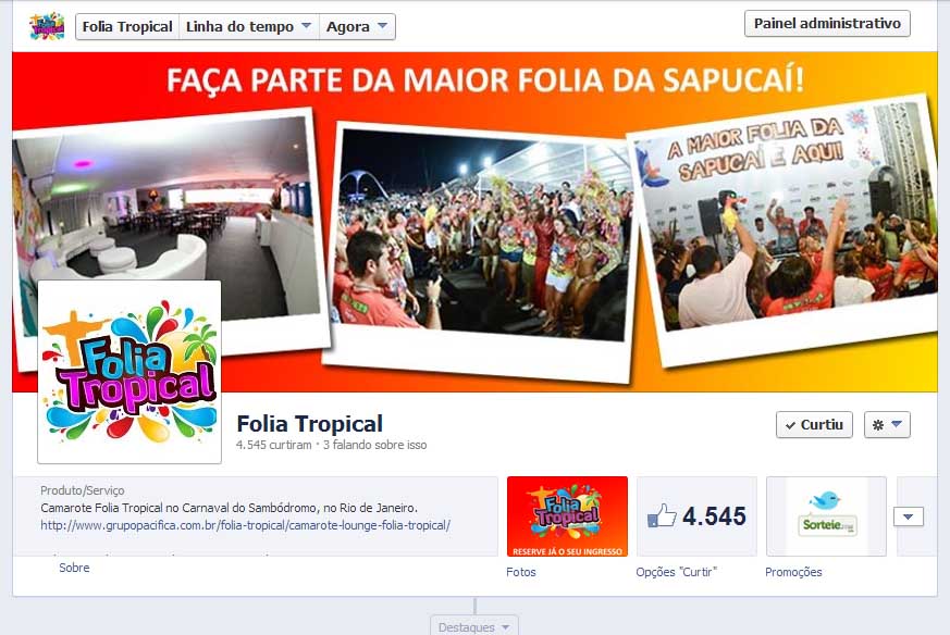 Engajamento nas redes sociais: FanPage do Camarote Folia Tropical