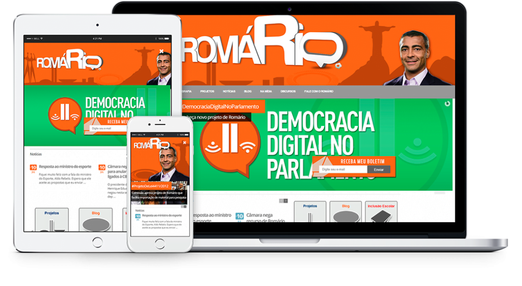 Mockup do site desenvolvido para Romário