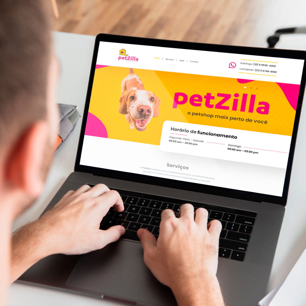 Tela do Site da PetZilla criado pela Fizzing 360º.